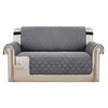 Smarcute 2 Seater Quilted Reversible Sofa Cover with Straps Grey
