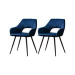 2x Dining Chairs Velvet Blue