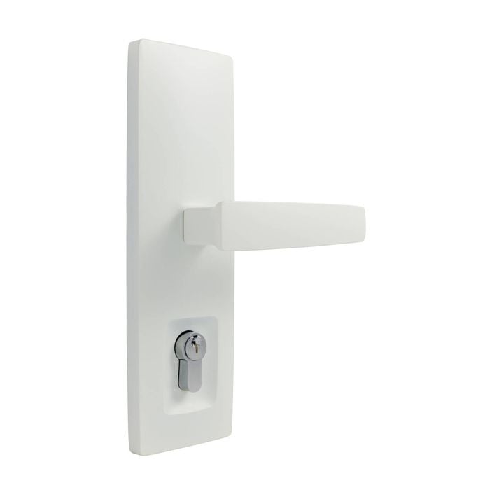 TRILOCK URBAN DOUBLE CYLINDER ENTRANCE LEVER SET WHITE