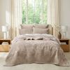 3pc Renee Taylor Archie Cross Stitch Velvet Coverlet Set Nude Queen/King