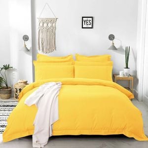 Fabric Fantastic Tailored 1000tc Ultra Soft King Size Yellow Quilt/doona/duvet Cover Set