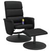 vidaXL Massage Recliner Chair with Footstool Armchair Office Black Faux Leather
