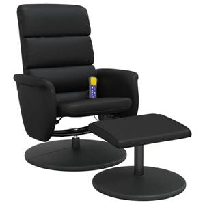 vidaXL Massage Recliner Chair with Footstool Armchair Office Black Faux Leather