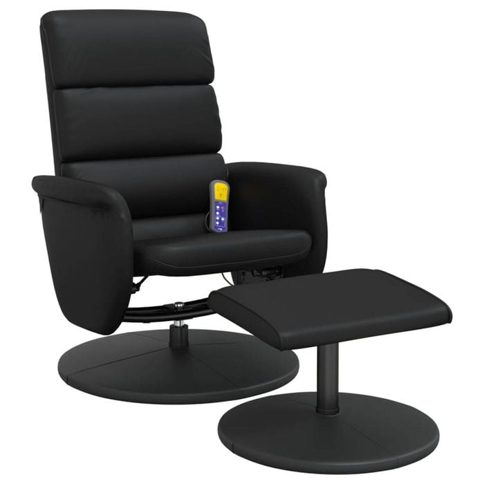 vidaXL Massage Recliner Chair with Footstool Armchair Office Black Faux Leather