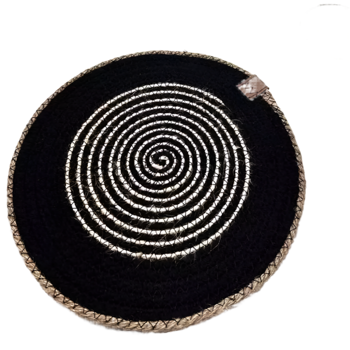SplendidLiving 2X 35cm Black Coaster Round Thread Hand Woven Coffee Wine Tea Mat Non-slip Placemat Kitchen Au