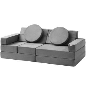VEVOR 165x66x25cm Play Couch Gray 15pcs with High-density 25D Sponge for Bedroom
