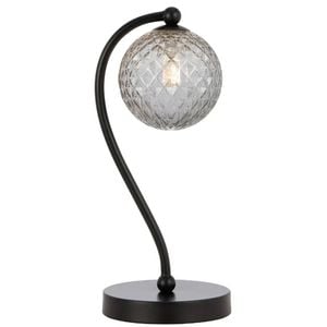 Telbix Felton Modern Table Desk Lamp Light Glass Metal Black Smoke Matte