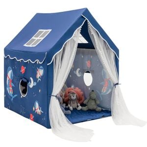 Costway Kids Playhouse Large Play Tent W/cotton Mat Children Gift Blue