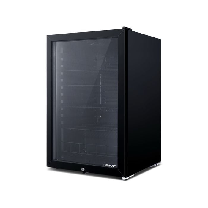 Devanti 115l Bar Fridge Glass Door W/light - Black