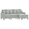 vidaXL 3-Seater Sofa with Footstool Settee Couch Lounge Sofa Light Grey Velvet