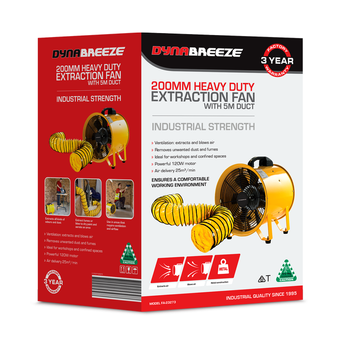Dynabreeze 200mm Extraction Fan with 5m Duct Combo