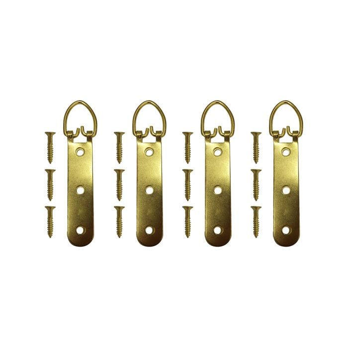 Everhang 25kg Brass Plated Heavy-Duty Picture Hanging D-Ring - 4 Pack