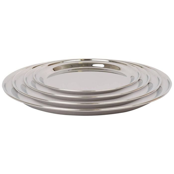 Round Stainless Steel Serving Tray Set - 25.5cm-40.5cm - 4pc