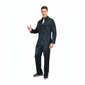 More Than Party Adult Pinstripe Suit Costume with Jacket Tie Pants Size - L/XL