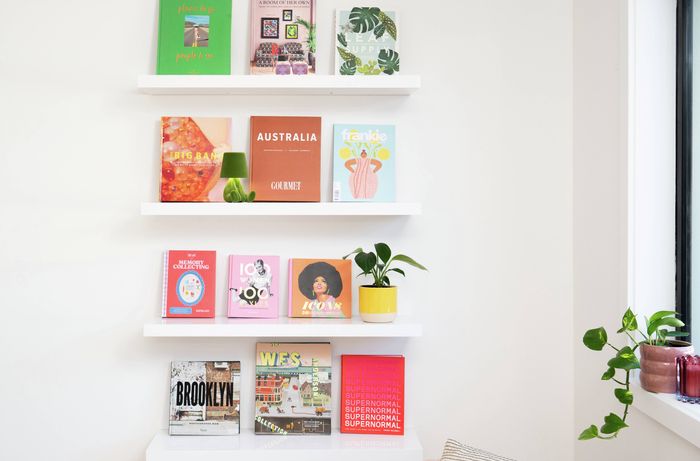 Wall-mounted shelves and decor items that may require locating wall studs before installation.