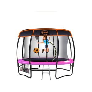 Kahuna Trampoline 12 Ft With Basket Ball Set And Roof Cover -pink