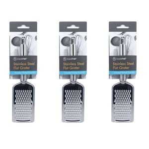3PK Topchef Stainless Steel Grater Flat Kitchen Utensil 24cm Silver