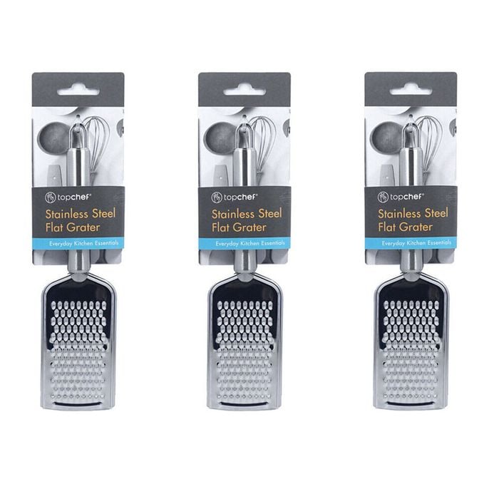 3PK Topchef Stainless Steel Grater Flat Kitchen Utensil 24cm Silver