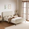 Oikiture Bed Frame Base Velvet Fabric Beige ROYO - Double