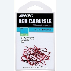BKK Red Carlisle BloodwormR Long Shank Fishing Hook 25 Bulk Pack 4