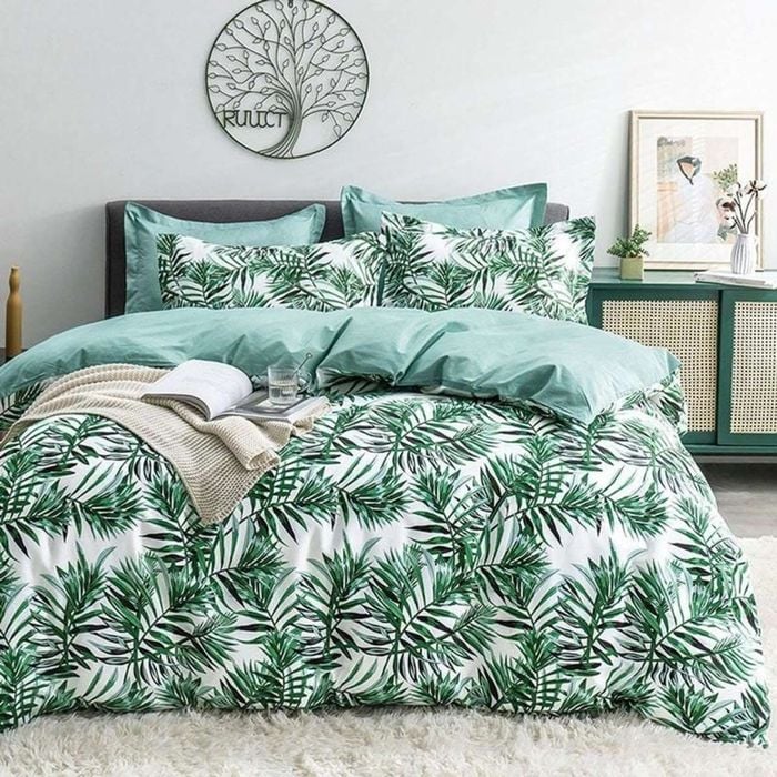 3D Green Leaves 116 Bed Pillowcases Quilt Queen Size