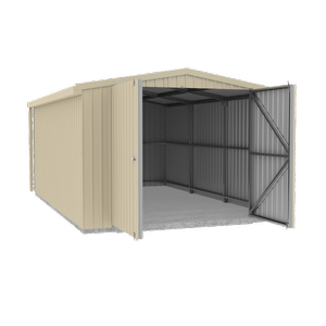 Product.Absco Structures 3.40mW x 5.50mD x 2.48mH Classic Cream Single Barn Door Garage.0724443.AU.mainimage