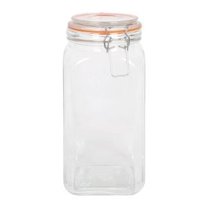 Argon Tableware Square Glass Jar with Clip-Top Lid - 1.7L