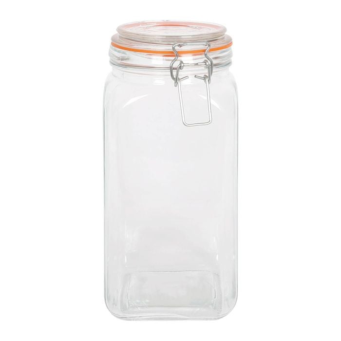 Argon Tableware Square Glass Jar with Clip-Top Lid - 1.7L