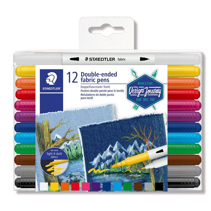 Staedtler Assorted Colours Double-Ended Fabric Markers - Pack of 12