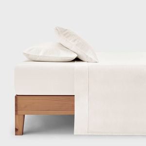 Dreamaker Bonnie Washed Cotton Sheet Set White Queen Bed