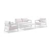 Bronte 2+1+1 Outdoor Aluminium Lounge Setting White With Coffee Table & Sunbrella Canvas Cushions