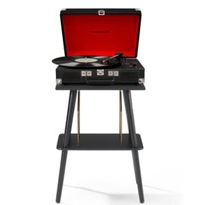 Crosley Cruiser Bluetooth Portable Turntable - Black + Crosley Entertainment Stand Bundle