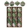 Catzon 12 Pcs Velvet Christmas Balls 6CM with Rhinestone for Holiday Party Decor-Army Green