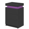 Ufurniture Bed Side Table LED RGB 3 Drawers Nightstand With Lift Up Storage Cabinet Black