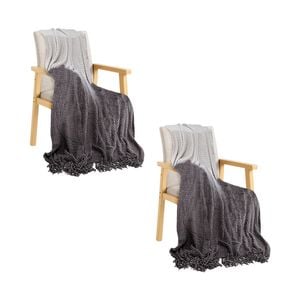 SOGA 2X 127x170cm Star Grey Blanket – Gradient Tassel Throw for Cozy Home Comfort