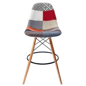 SK Designer Living | Replica Eames DSW Stool | Fabric & Natural - Multicoloured V2