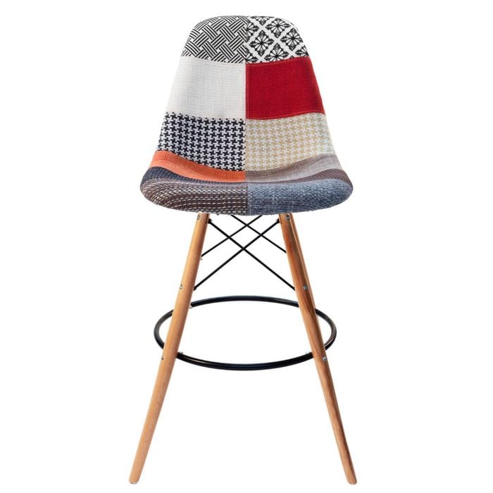 SK Designer Living | Replica Eames DSW Stool | Fabric & Natural - Multicoloured V2