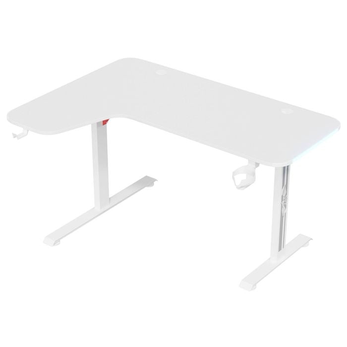 Ufurniture Gaming Desk L Shaped with Led Light 140cm White