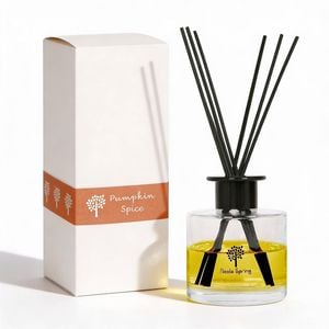 Nicola Spring Glass Reed Diffuser 200ml - Pumpkin Spice - Autumn Spiced Fragrance With 8 Reeds Long Lasting Scent