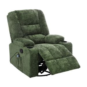 Oikiture Recliner Chair 360 Swivel Rocking Heated Electric Massage Chair Green
