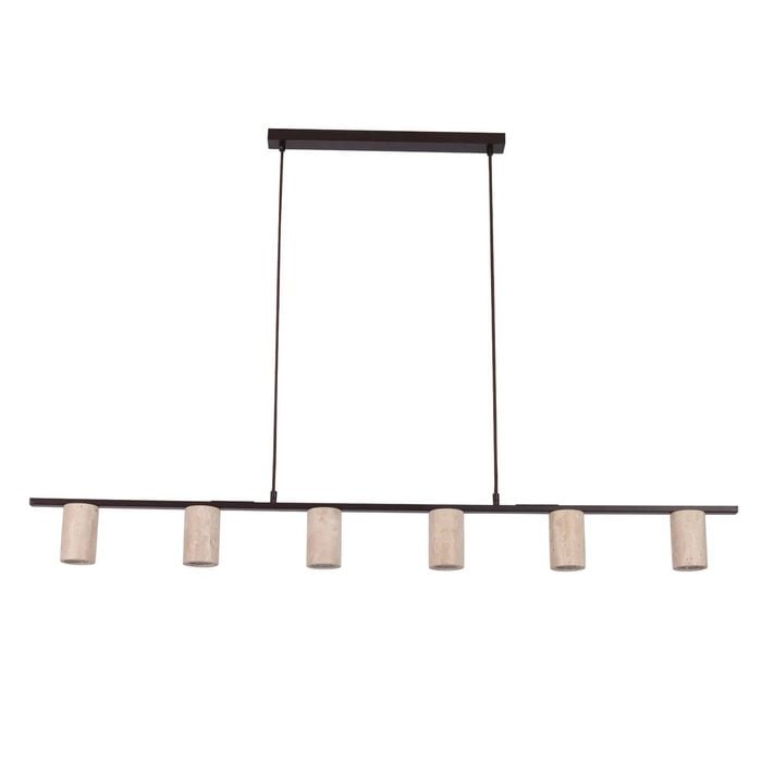Cla Lighting Tuberia Interior Linear Bar Tubular Shade Pendant Light With Beige Travertine