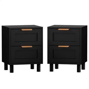 ALFORDSON Set of 2 Bedside Table Black