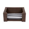 Teamson Pets Clotho Outdoor Cat or Small Dog Wicker Bed Lounger with Removable and Washable Cushion