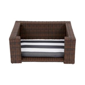 Teamson Pets Clotho Outdoor Cat or Small Dog Wicker Bed Lounger with Removable and Washable Cushion