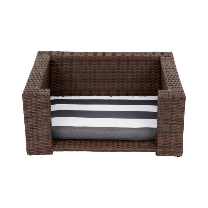 Teamson Pets Clotho Outdoor Cat or Small Dog Wicker Bed Lounger with Removable and Washable Cushion