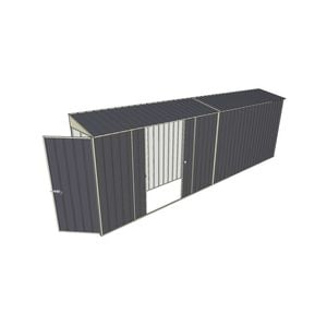 Build-a-Shed 0.8 x 6 x 2m Single Hinged Door Skillion Shed with Double Sliding Side Doors - Grey