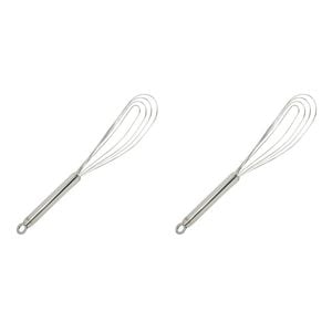 2x Cuisena Flat Wire Whisk Stainless Steel 30cm Dishwasher Safe Large Handle