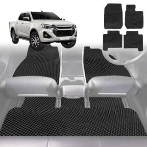 6D Diamond Car Floor Mats for Isuzu D-Max Crew Cab 2008-2011-Full Set-Black-Outback GT