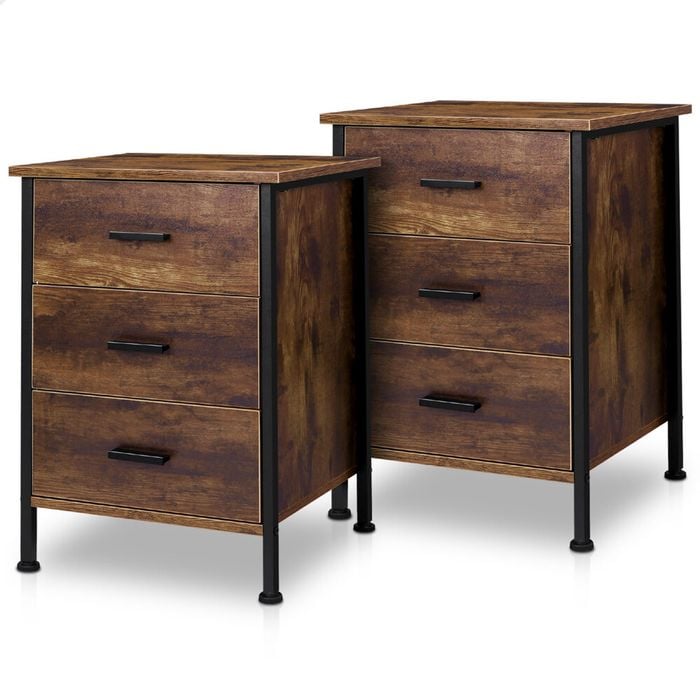 ALFORDSON 2x Bedside Table Industrial Oak