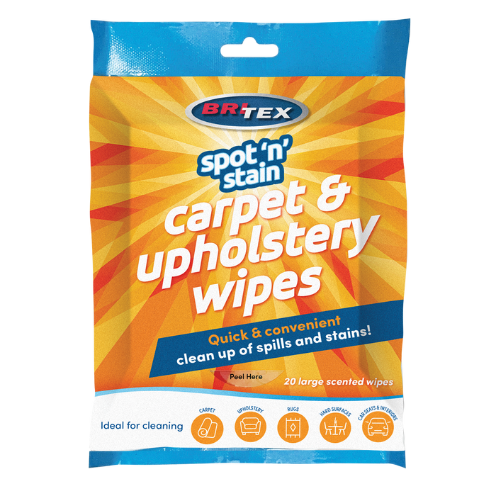 Britex Spot 'n' Stain Carpet & Upholstery Wipes - 20 Pack